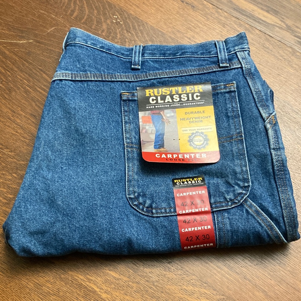 Rustler Men’s NEW Denim Jeans Carpenter 42x30